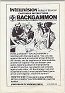 Backgammon Manual (Intellivision Inc. 1119-0920-G1)