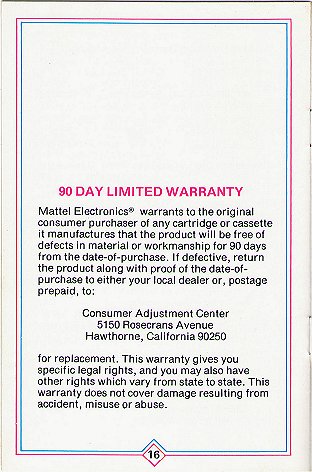 Revision A manual warranty page