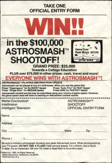 Astrosmash Shootoff Entry Form (front)